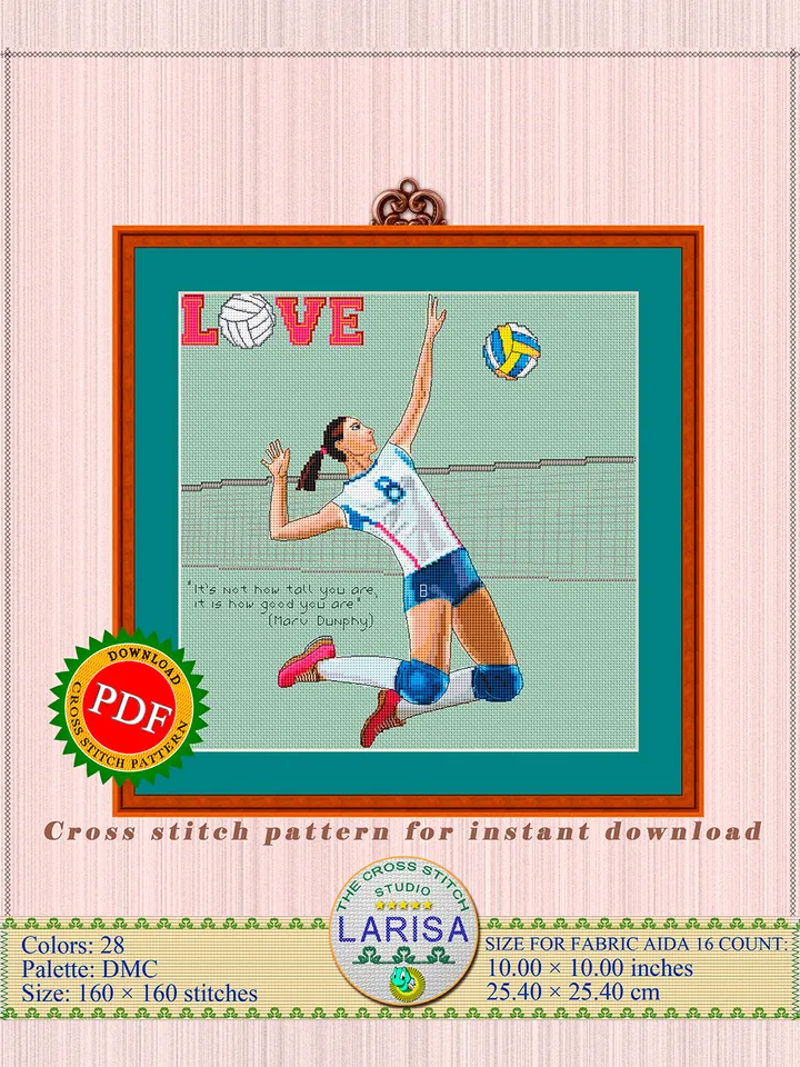 Volleyball Cross Stitch Pattern | Volleyball player