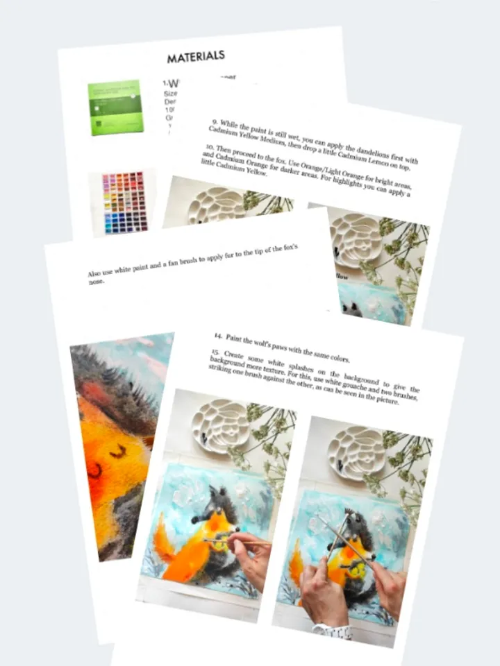 Step-by-step tutorial artwork in mixed media by Julia Schigal