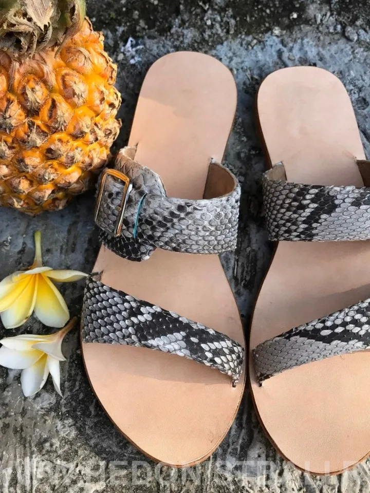 Python skin sandal | Women summer sandals | leather flops | genuine python skin shoes | summer shoes | flat woman shoes | designer sandal