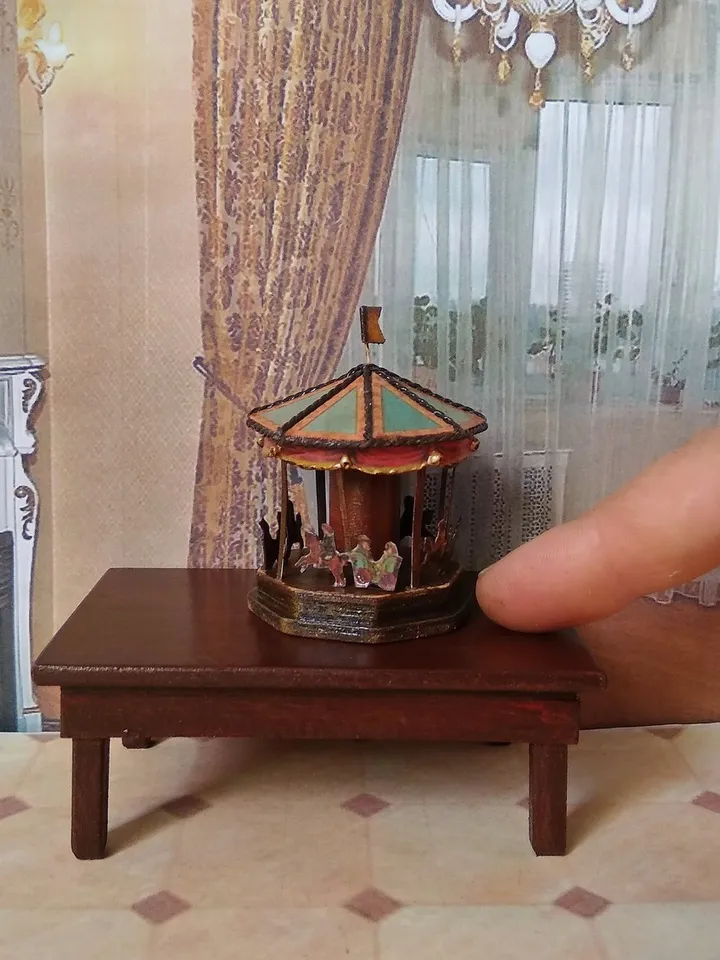 Miniature carousel. Dollhouse miniature.1:12 scale.