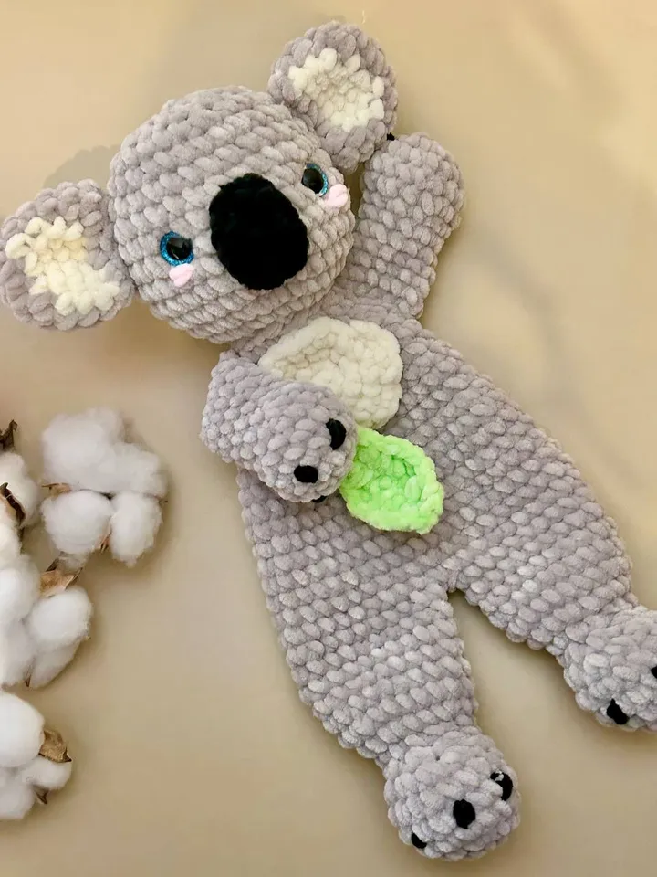 Crochet koala snuggler pattern Amigurumi koala lovey pattern Crochet koala cuddle toy tutorial