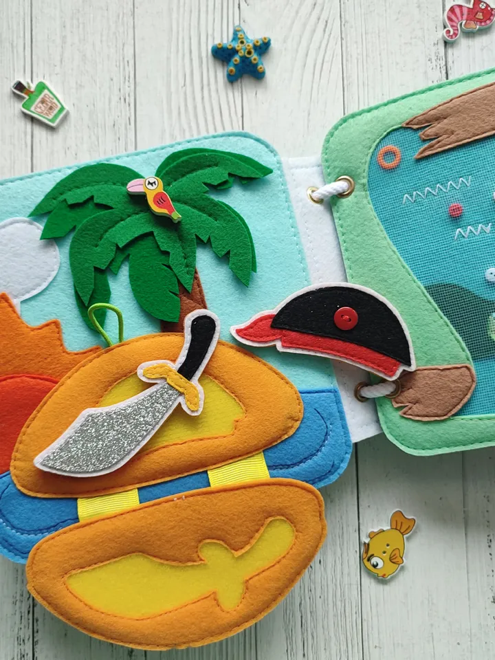 Pirate Quiet book toddler, Felt book baby, Montessori Busy book
