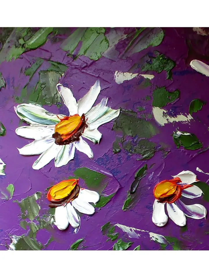 Daisies Oil Painting Original, Flowers  Impasto Daisies Floral Artwork,   Wildflowers  Art 8.5 by 8 inches