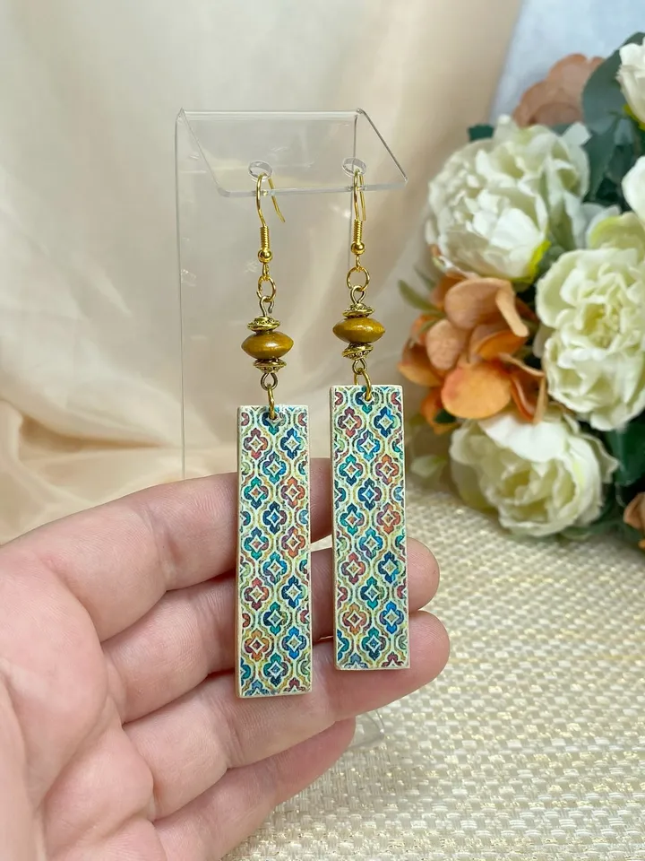 Handmade earrings. Individual design. Wooden earrings.
