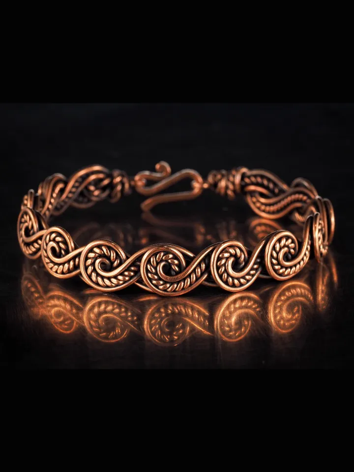 Wire wrapped copper bracelet for woman Antique style copper jewelry WireWrapArt