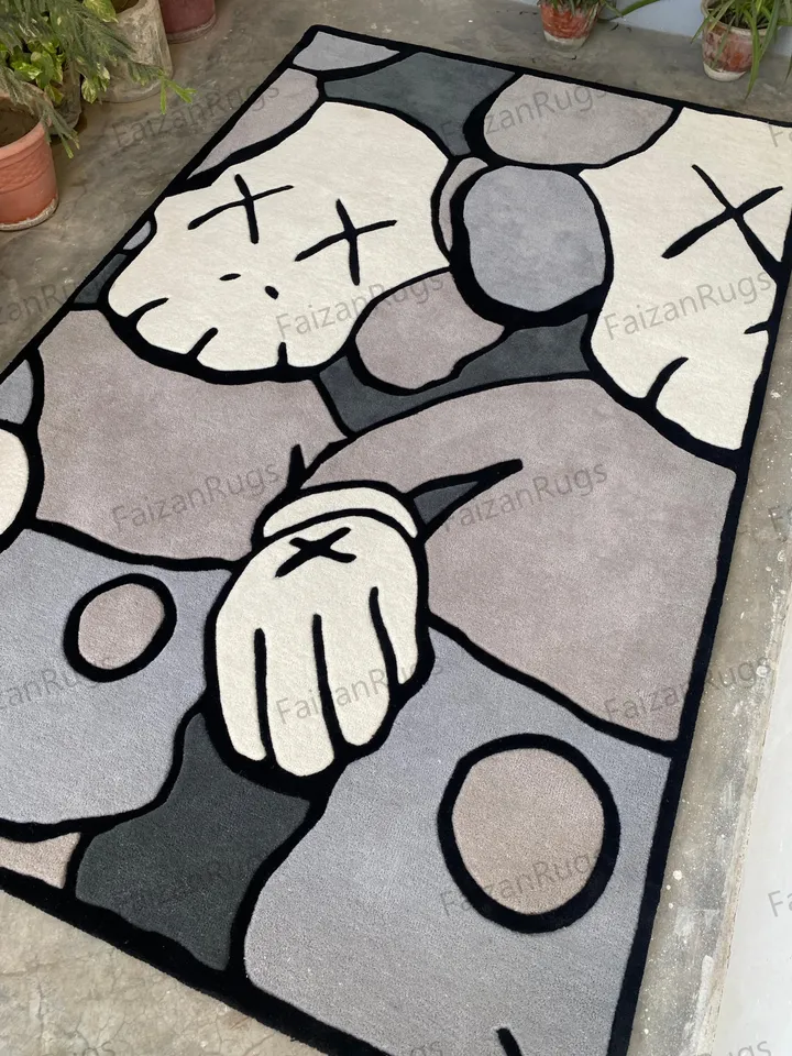 Kaws Handmade 100% Wool Rugs, Case Rugs and Carpets, Handmade Rugs For Living Room, Dining Room, Hallway, Multiroom Carpets, Anime Rugs.