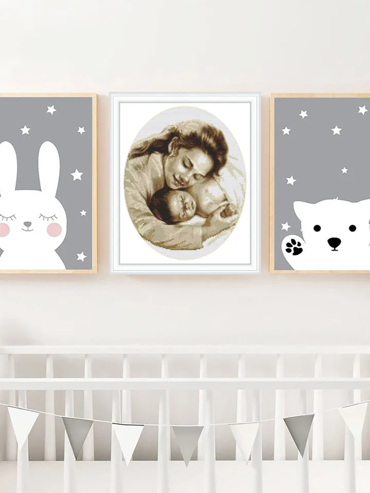 Mother and Baby cross stitch pattern PDF Mother's love cross stitch chart, Modern cross stitch Instant download PDF, Baby room decor #O7