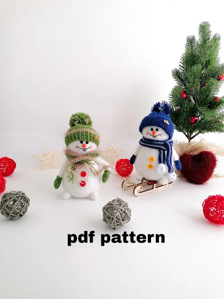 snowman, pdf pattern, christmas present, christmas, New Year, amigurumi, gift