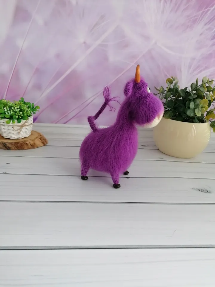 purple cute crochet cow