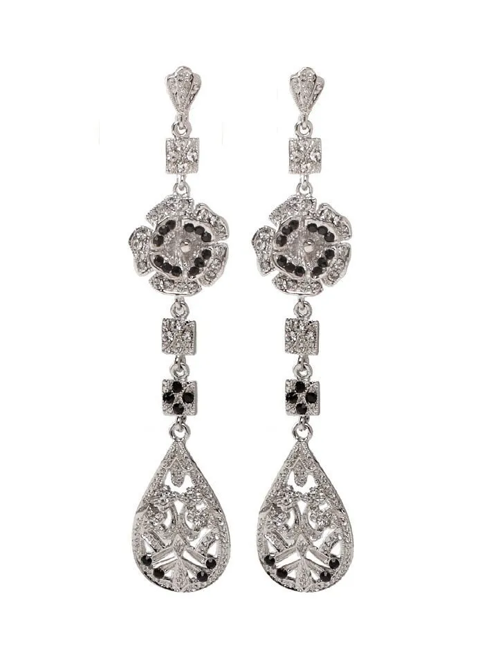 Art deco Wedding Earrings, Swarovski Crystal Bridal Earrings, Gatsby Wedding Earrings, Long Boho Bridal Earrings , Vintage style Jewelry