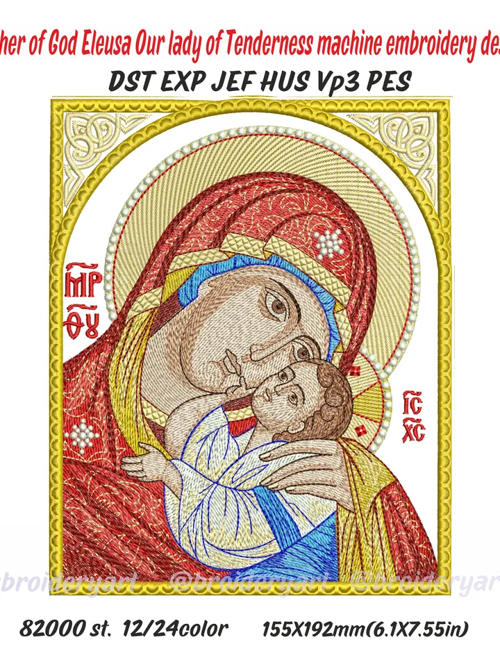 Mother of God Eleusa Our lady of Tenderness machine embroidery design