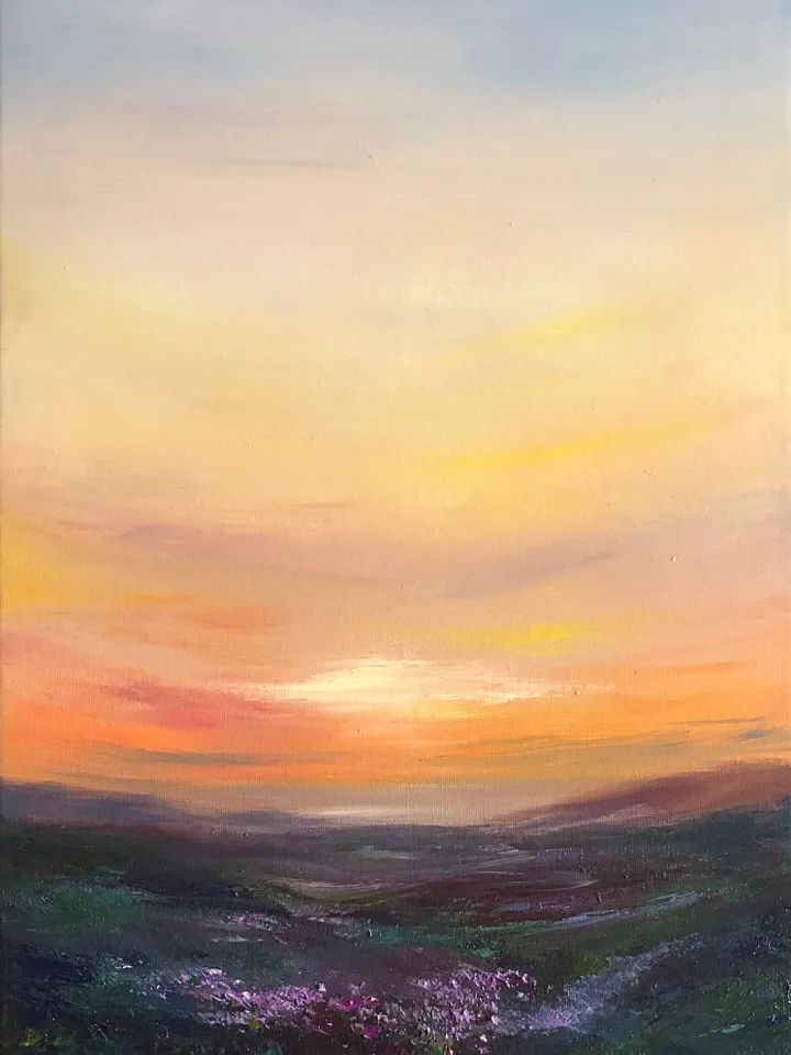 Abstract Painting Original Landscape Oil Painting Sunset Painting Meadow Painting