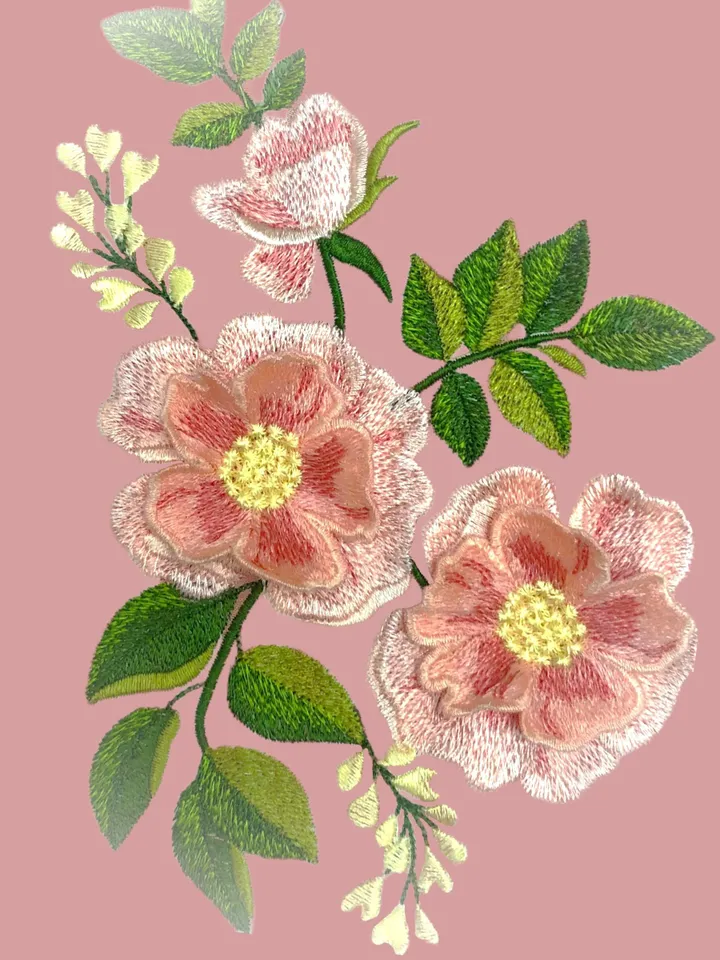 Rosehips with 3D elements machine embroidery design digital embroidery pattern floral embroidery motif flower embroidery design