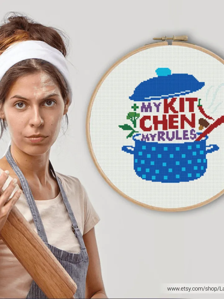 My kitchen My rules Cross stitch pattern | Embroidery Pattern | Instant Download | Embroidery Designs