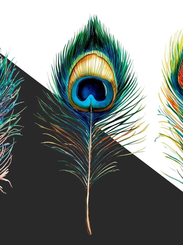 20 Peacock Feather Bundle, Gorgeous Peacock Printable Watercolor PNG Digital Clipart for sublimation, Paper craft, junk journals