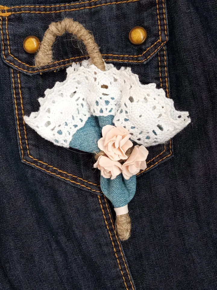 Set of 2 denim brooches handmade/jeans brooches on a pin/blue brooch/women's accessories/gift for her/ mother day gift