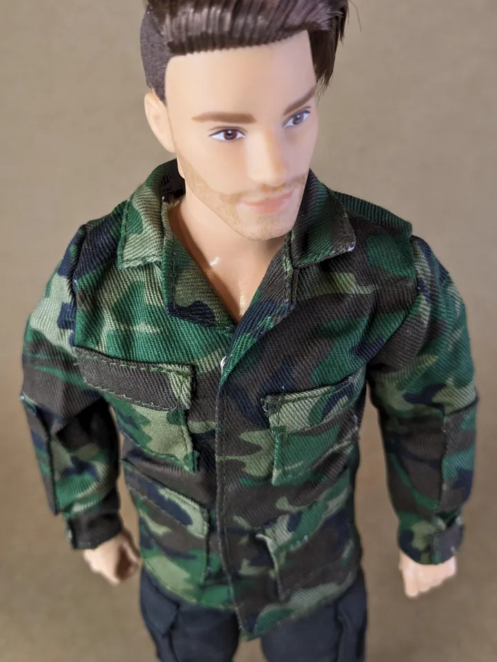 Military-style camo jacket for 12-inch fashion male dolls