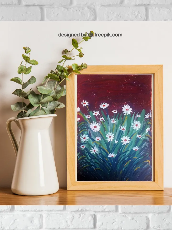 White Wildflowers Mixed Media Painting on Watercolor Paper