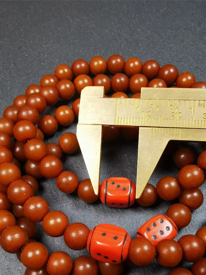 Gandhanra Old 108 Tibetan Mala, Corypha Linn Seed Beads,Prayer Beads Necklace for Meditation,Diameter 0.28", Circumference 30"