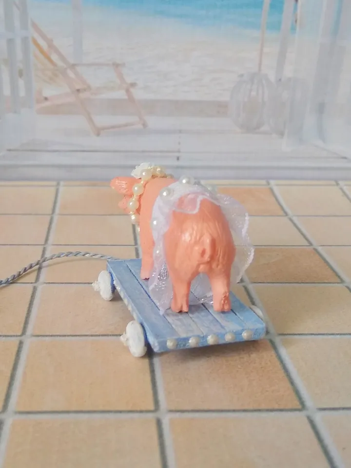 Pig on a cart. Toy for the doll.1:12 scale.