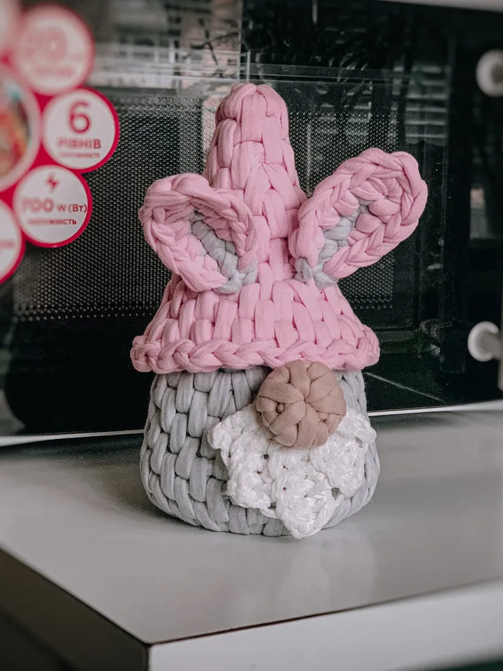 Scandinavian Easter gnome bunny basket, Nordic gnome, crochet gift for lucky, interior gift, bathroom bedroom storage, huge