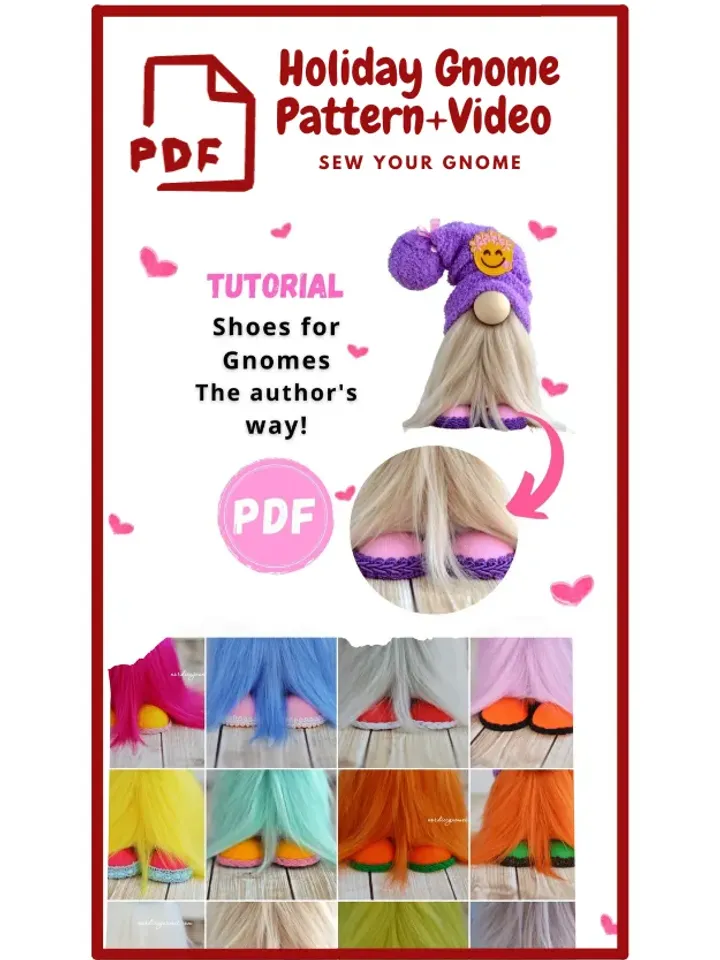 DIY Shoes for Gnome, PDF Gnome Patterns, Gnome Pattern, Norwegian Gnome, Pattern Gnome, nordic gnome pattern