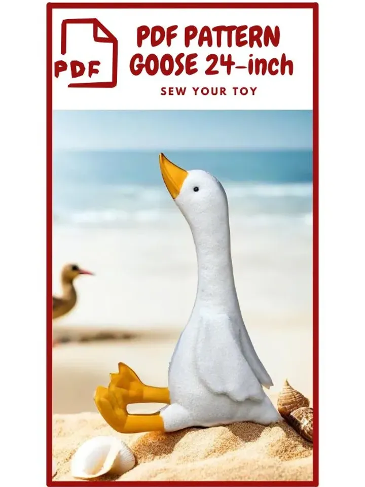 Pattern plush toy - a large 24-inch stuffed Goose/ Pattern in PDF and can be downloaded instantly / Step-by-step photos with instructions / suitable for beginners