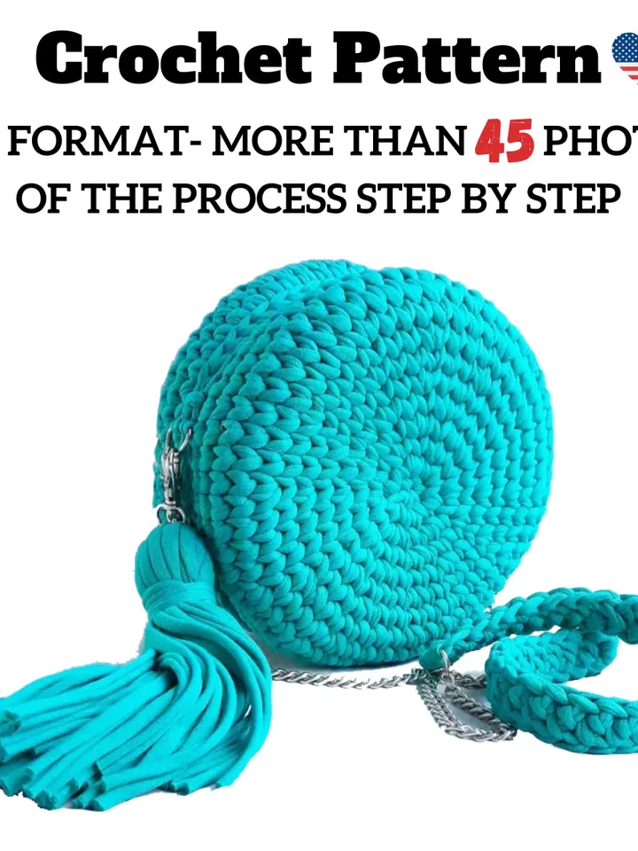 Crochet Bag Pattern, Round Bag, Shoulder Strap Purse, Summer Bag, Circle purse, Purse, Download PDF