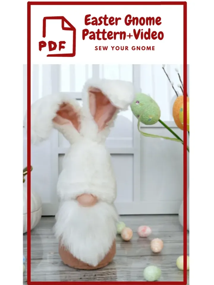 Easter Bunny Gnome Pattern, Video Tutorial, Bunny Patterns, DIY Bunny Pattern, PDF Gnome Patterns, Gnome Pattern, Easter