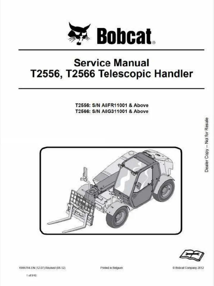 BOBCAT T2566 TELEHANDLER SERVICE REPAIR SHOP MANUAL