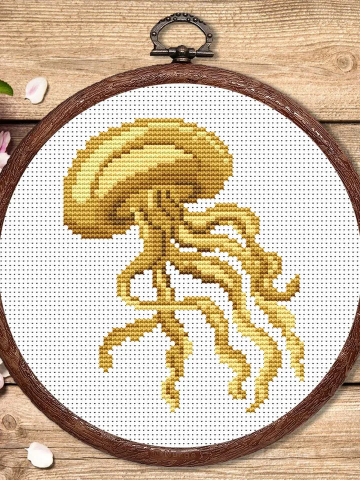 The Jellyfish Cross Stitch Pattern, Sea Cross Stitch, Embroidery Jellyfish, Medusa Cross Stitch Pattern, Modern Cross Stitch Pattern #anm014