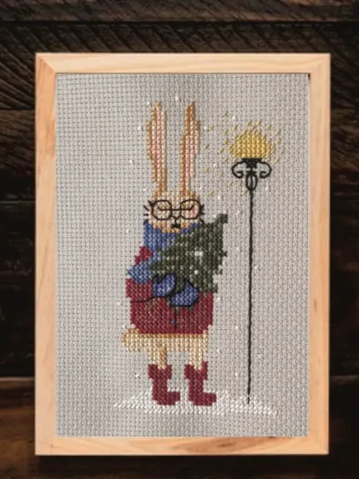 Christmas cross stitch pattern bunny cross stitch holiday animal embroidery DIY easy cross stitch pattern Digital Format - PDF