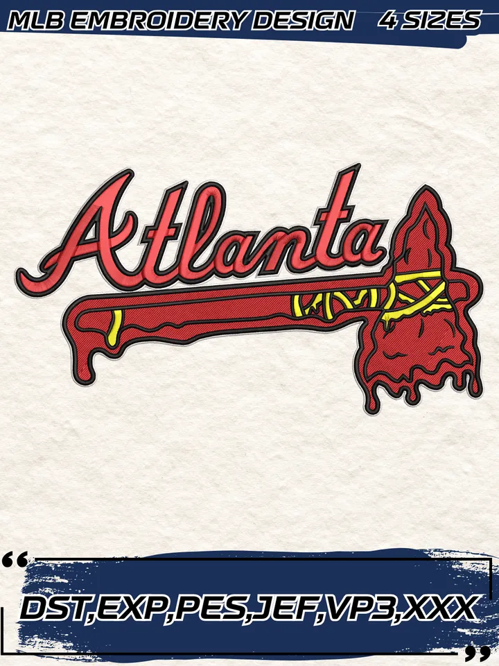 Atlanta Braves Jersey Logo Embroidery Design,MLB Embroidery Design,Machine Embroidery Design File,4 Sizes, Digital Download