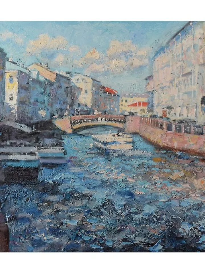 Petersburg Painting Cityscape Original Art City Landscape