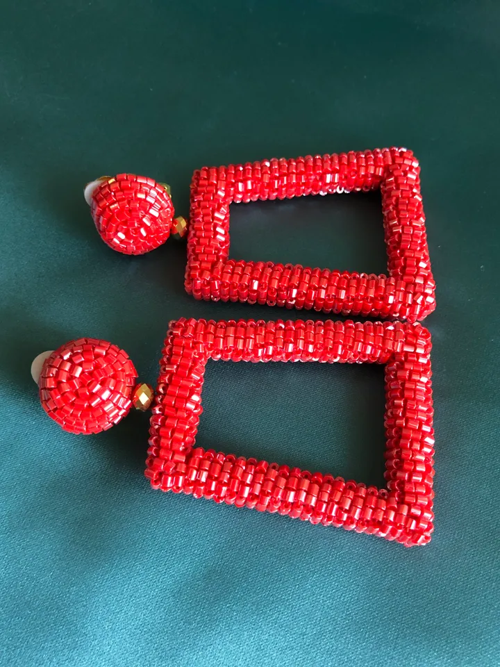 Trapezoid Beaded Earrings