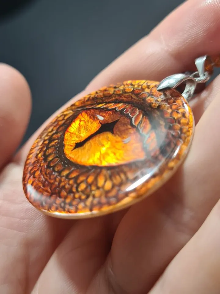 Dragon Eye necklace Pearl pendant Christmas Gift Wrapping Hand painting