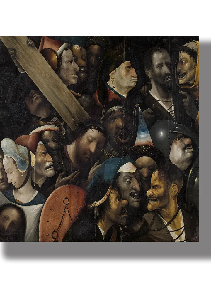 Hieronymus Bosch: Christ Carrying the Cross. Medieval art. Religious style decoration.