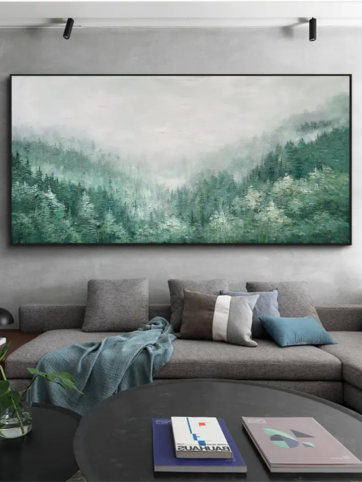 Original Green Forest Painting on Canvas Custom Painting Texture Wall Art Personalized Gift Giant Trees Nature Scenery Art Modern Home Decor
