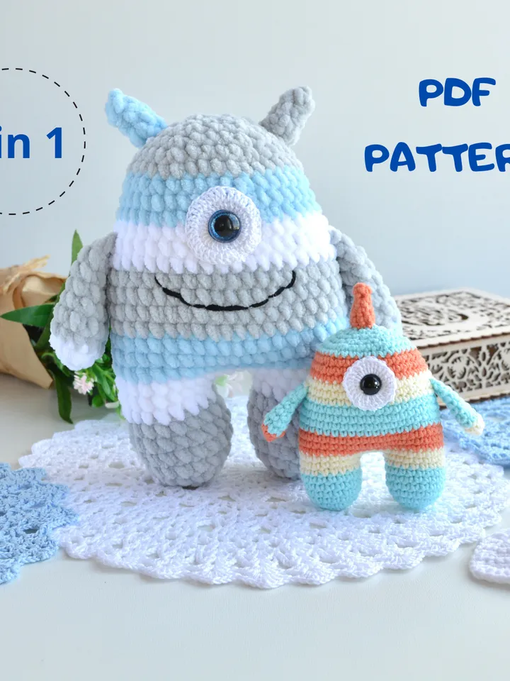 Monsters crochet pattern, Amigurumi crochet pattern PDF