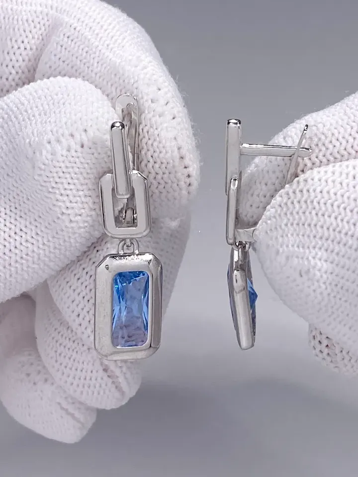 Earrings women silver 925 jewelry long earrings with topaz