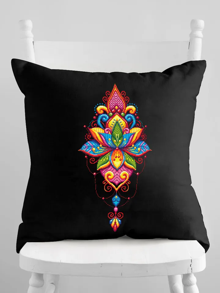 Lotus flower mandala cross stitch pattern PDF download Floral mandala embroidery PDF, Rainbow lotus cross stitch chart, Indian mandala #M198
