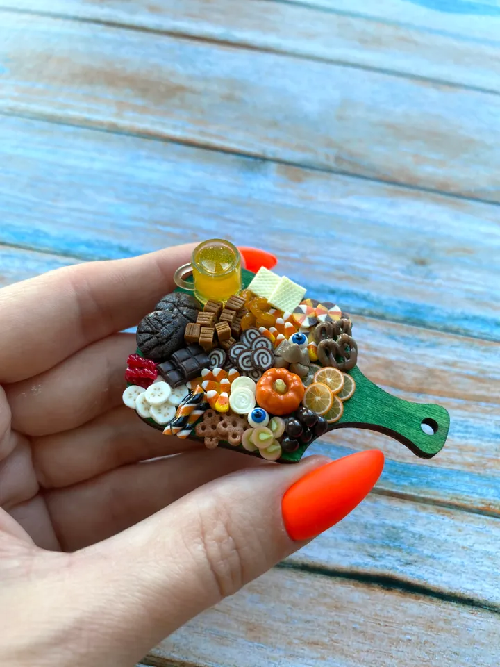 Magnet Miniature Halloween Charcuterie Board with Polymer clay Souvenir