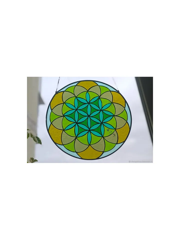 Mandala "Flower of Life", Stained Glass Mandala "Flower of Life", Tiffany Mandala with Sacred Geometry, Colorful Glass Mandala – Flower of Life, Sacred Stained Glass Wall Art, Handmade Flower of Life Mandala