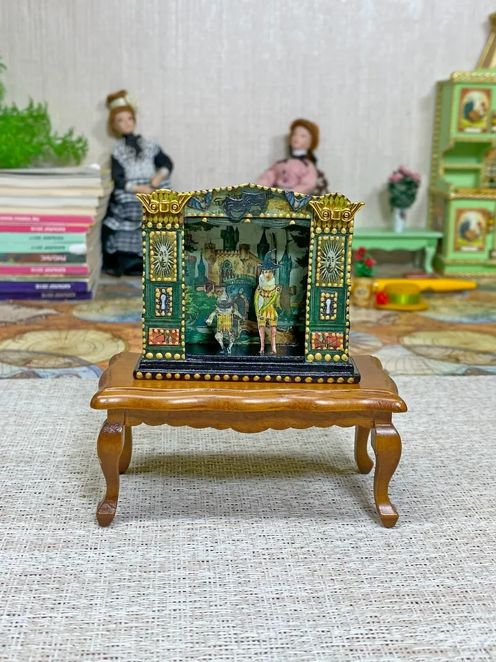 Tutorial. Puppet theater. Dollhouse miniature. Two sizes.
