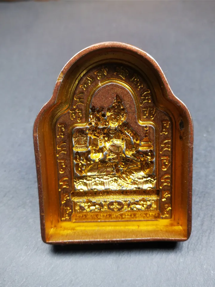 Gandhanra Handmade Tibetan Buddha Statue Tsa Tsa Mold,Green Tara with Mantra Mold,Copper Mould For Making Clay Buddha Statue,Tsha Tsha