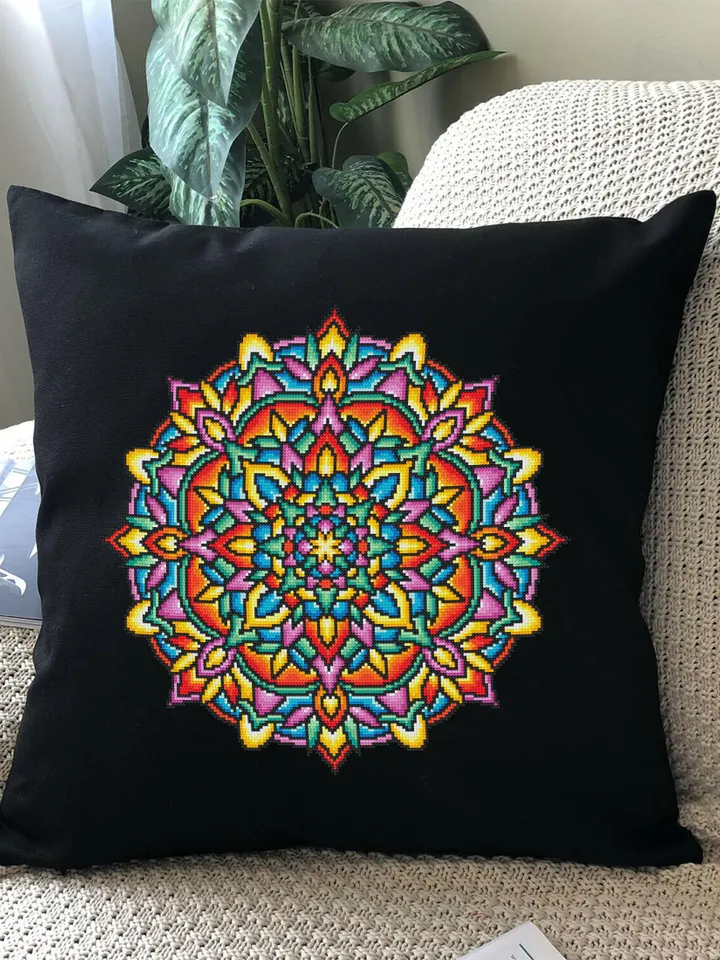Stained glass mandala cross stitch pattern PDF download Modern Stained glass cross stitch chart, Colorful mandala pattern digital PDF #M266