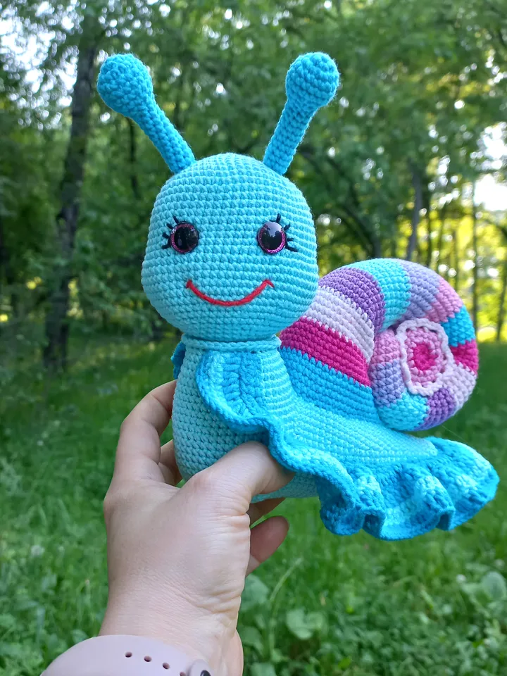 Snail crochet pattern PDF in English Cute snail amigurumi Toy crochet tutorial