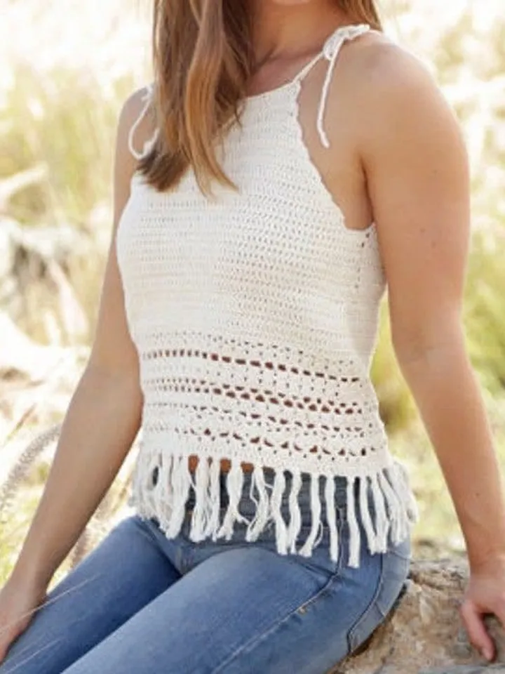 Crochet pattern top, women summer Top Pattern top/Instant PDF Download/Womens Fringe Summer Top, crochet crop top