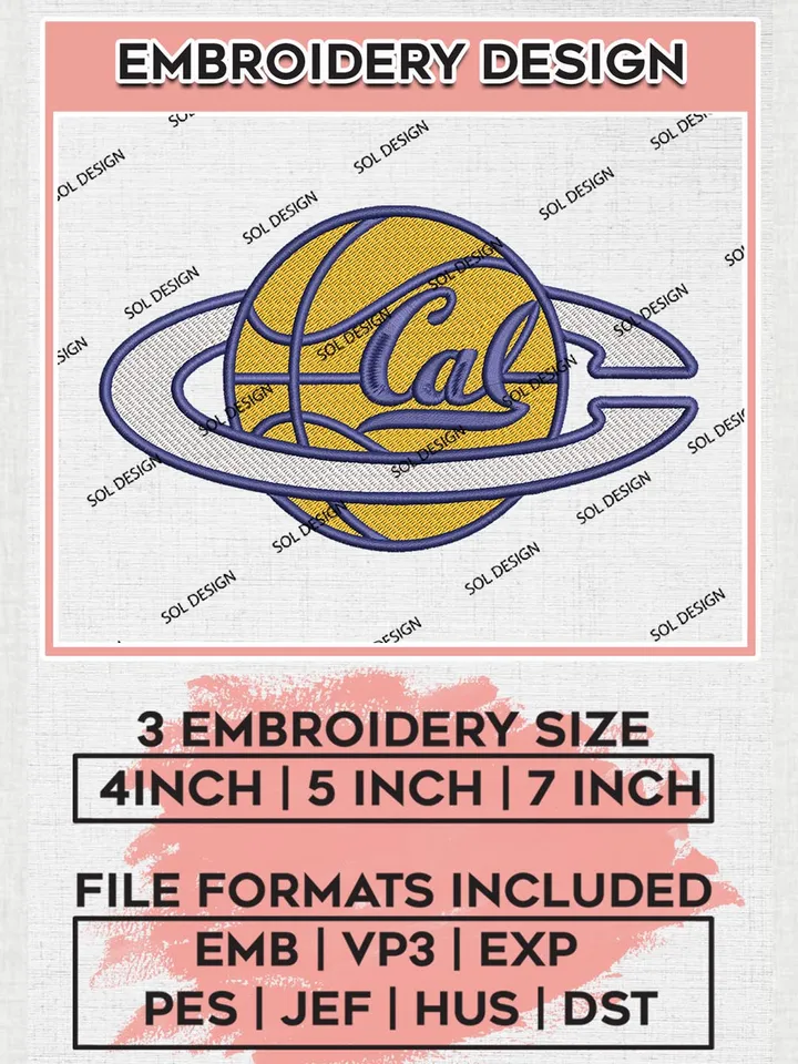 California Golden Bears College Team Logo Embroidery Design Files, NCAA California Golden Bears Machine Embroidery, NCAA Teams, 3 sizes, NCAA Machine embroidery designs, Digital Download