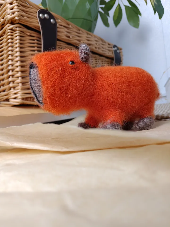 Capybara soft toy orange cute. Holiday gift. Stuffed capybara plush toy